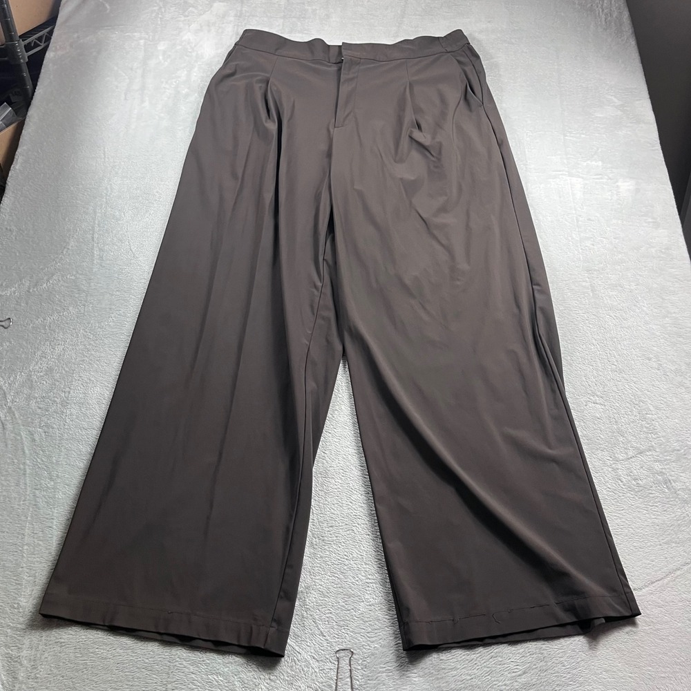 Athleta‎ Pinnacle High Rise Trouser Pants Brown Wide Leg Pleated 16 Tall 472041